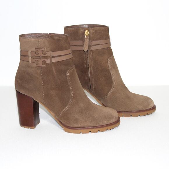 Tory Burch Leigh Lug Sole Booties In River Rock/ River Rock Size 8 - Picture 2 of 8